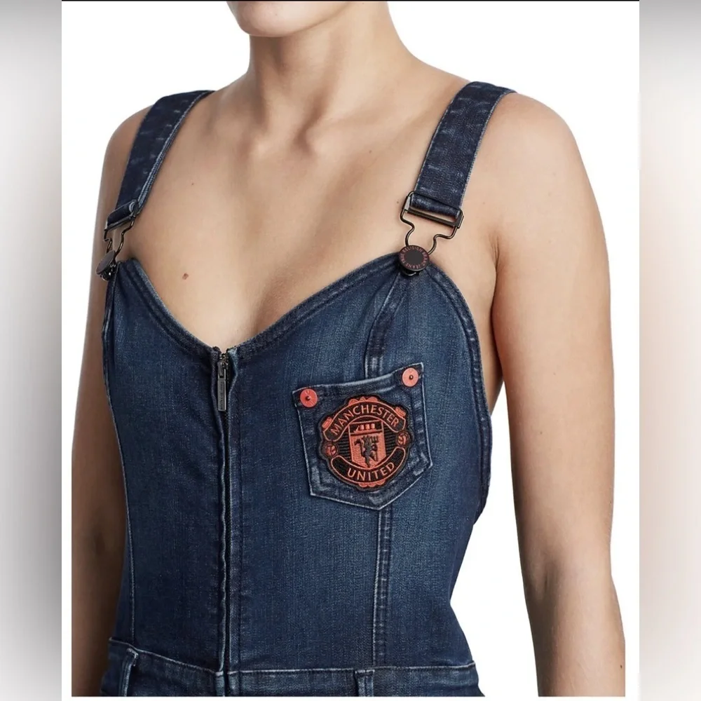 🔥TRUE RELIGION MANCHESTER UNITED Denim Jean Overall World Cup Designer Buddha S